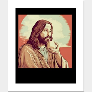 Christian Jesus Drinking Tea Posters and Art